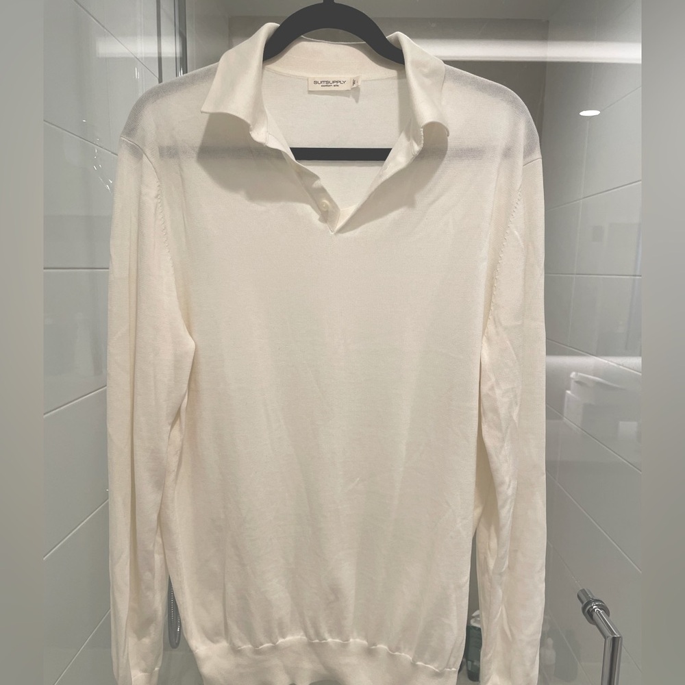 NEW Suit supply merino wool long sleeve polo